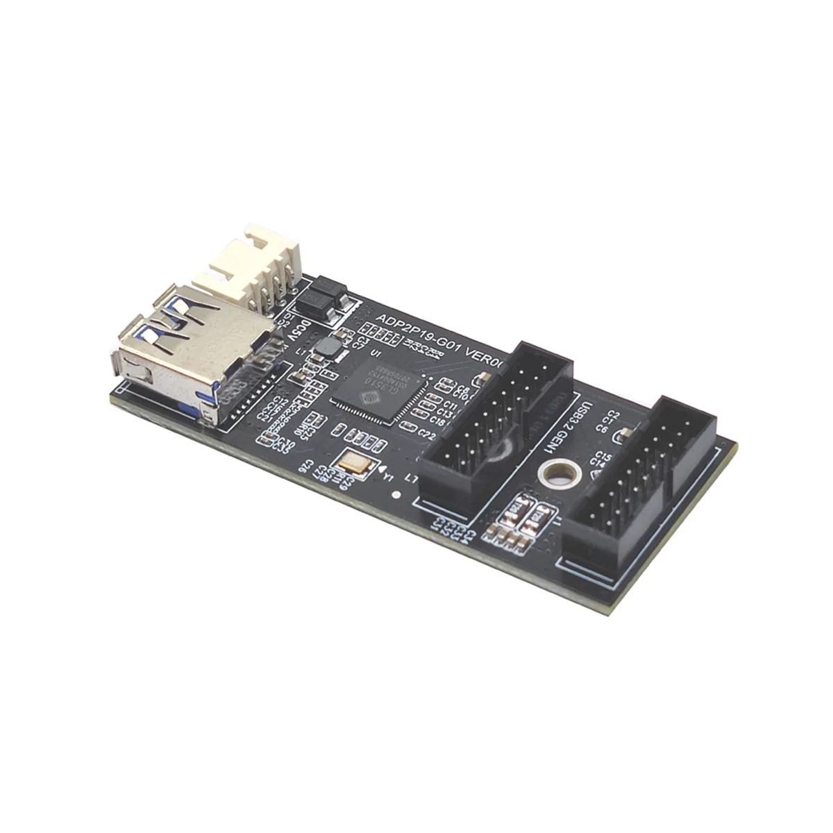 19Pin ประเภท E + เมนบอร์ด19Pin 1ถึง2ตัวแยก USB 3.2ฮับอะแดปเตอร์ A-KEY 19Pin ไปยังการ์ดขยาย19P แบบคู่