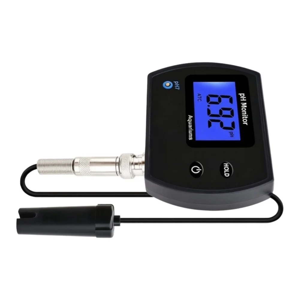 pH Meter with Temperature Measurement for Aquarium Tanks Systems Featuring Replaceable Probe and Calibration Kit