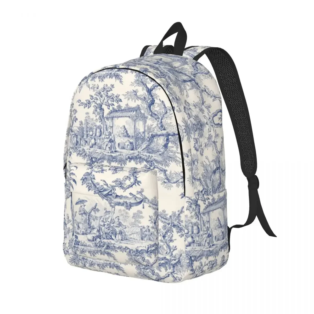 

Man and Women Toile De Jouy Backpacks for Men Women Waterproof School College French Motif Bag Print Bookbag