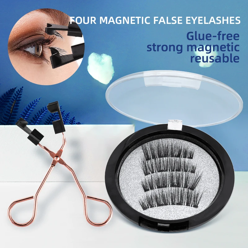 3D stereo Magnetic glue-free multi-layer Eyelashes extention with Quantum Eyelash Curler Set