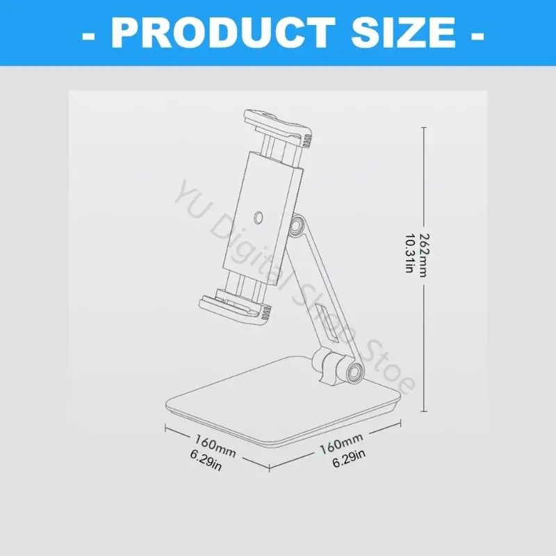 96BA Aluminium-Desktop-Tablet-Halter für 4,7 bis 12,9 Zoll große Handys, E-Reader, Gaming-Geräte – Detail 6