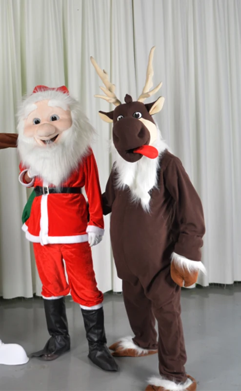 Christmas Deer Mascot Costume Plush Cartoon Elk Santa Claus Adult Cosplay Anime Costume Carnival Christmas Halloween Party Dress