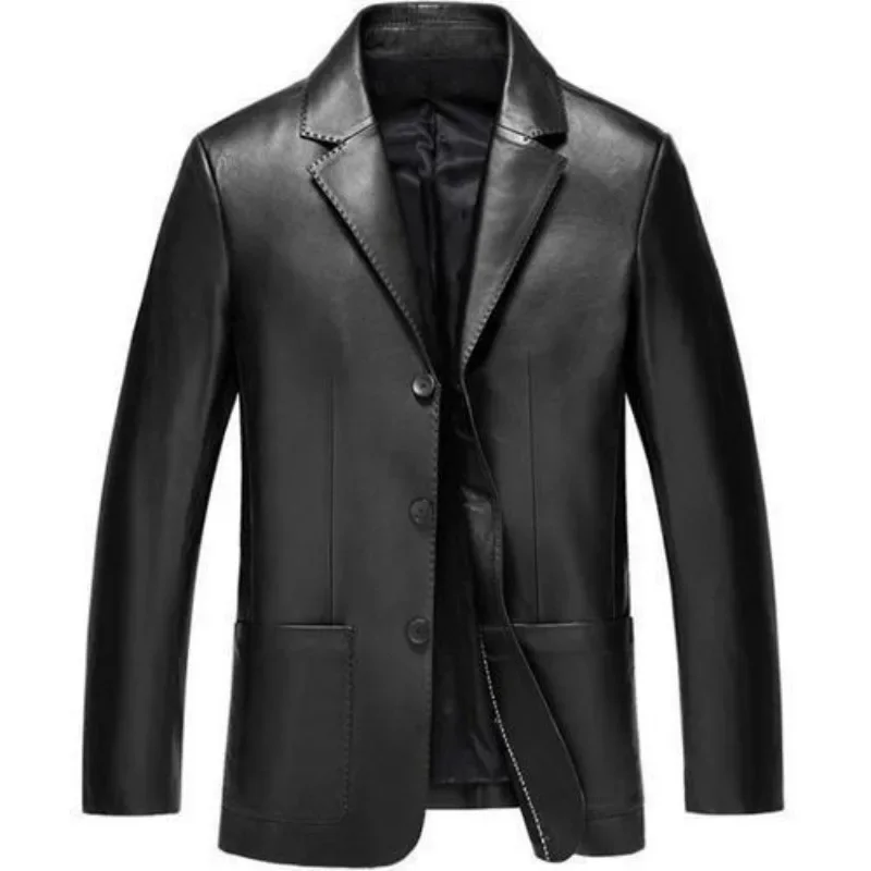 Dunne Herenjasjes Jas Korte Cropped Mannelijke Blazer Leren Slanke Pasvorm Premium Eenvoudige Rij Knopen Nieuw In Modieus Elegant