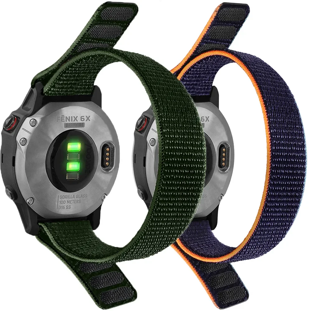 26 22 20mm Nylon Strap For Garmin Fenix 6 6S 6X Pro/Fenix 7X 7 7S/Fenix 5 5X 5S Plus/Enduro Hook and Loop Quick Dry Bands