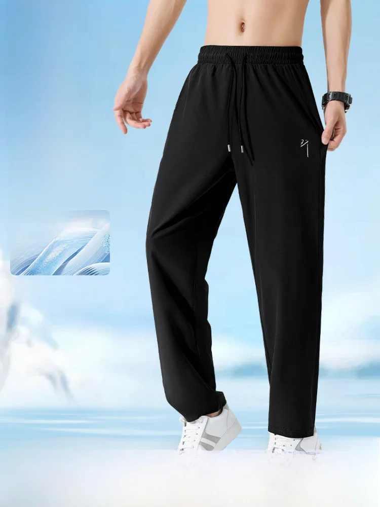 

Мужские брюки GV Jeanswest из ледяного шелка, прямого кроя, летние, новые, спортивные, быстросохнущие, черные, струящиеся, повседневные, модные
