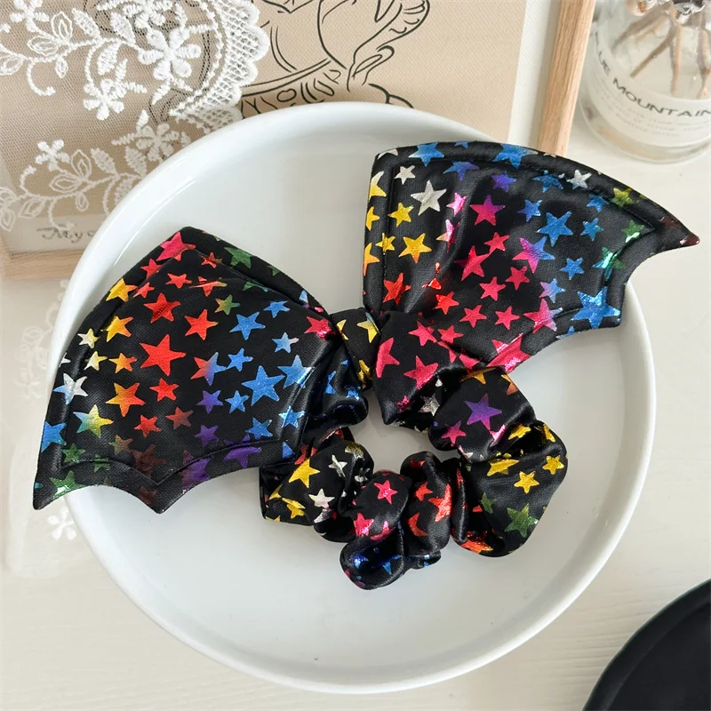 Bat Wing Hair Accessories For Women Girls Festival Party Hair Band Hippie Style Black Gothic Scrunchies Halloween Cosplay