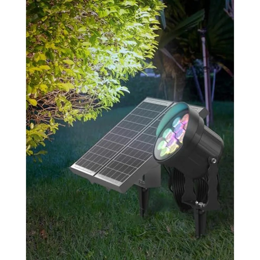 

Solar Spot Lights Outdoor, RGB Color Changing with 8 Lighting Modes, IP67 Waterproof Landscape Lights 9.8ft Cable, 12000mAh Hig
