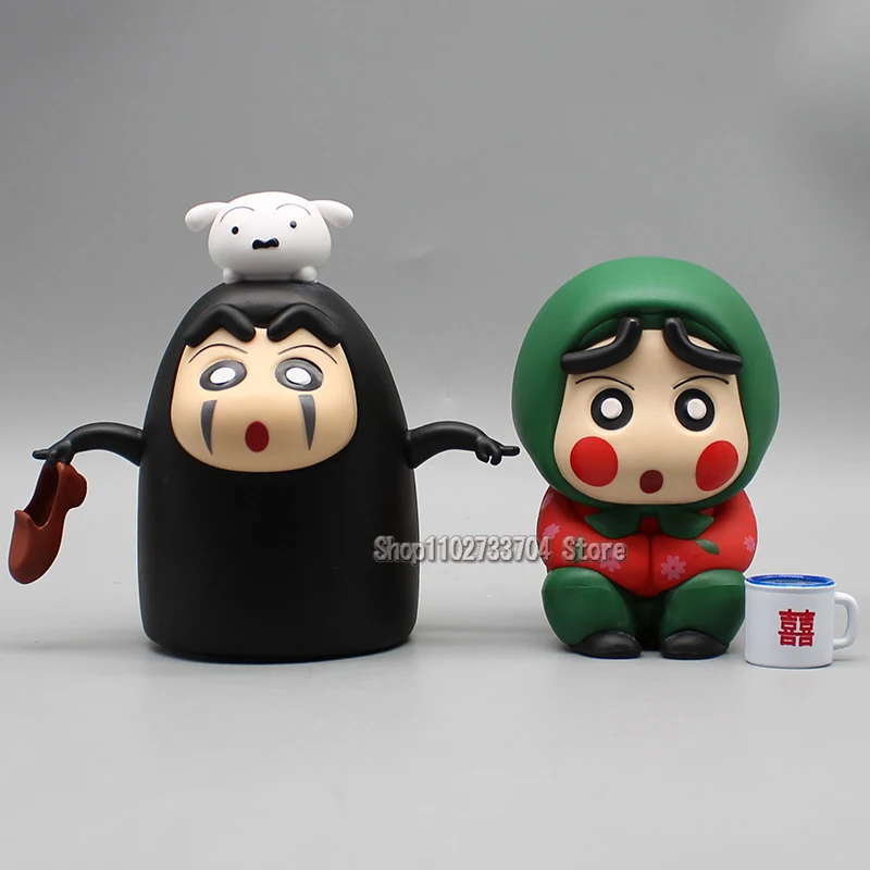 Crayon Shin-chan Anime Figurine Cute Nohara Shinnosuke Figure Floral Cotton Jacket Xiaoxin Figurine Pvc Model Doll Kid Toy Gifts