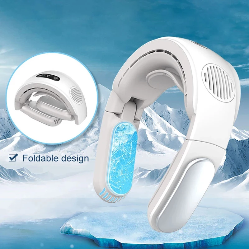 Hanging Neck Fan Mobile Air Conditioner Cooler Outdoor Wearable Foldable Bladeless Neck Cooling Fan 5000mah Battery For Summer