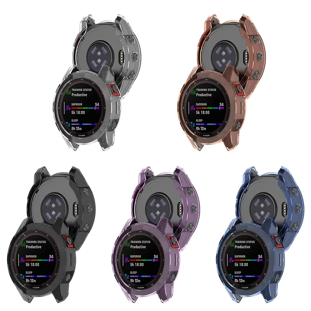 حافظة واقية من البولي يوريثان لـ Garmin Fenix 7 7S 7X Pro 6 6S 6X Pro 5X 5 5S حامي شفاف Smartwatch غطاء ممتص للصدمات من السيليكون