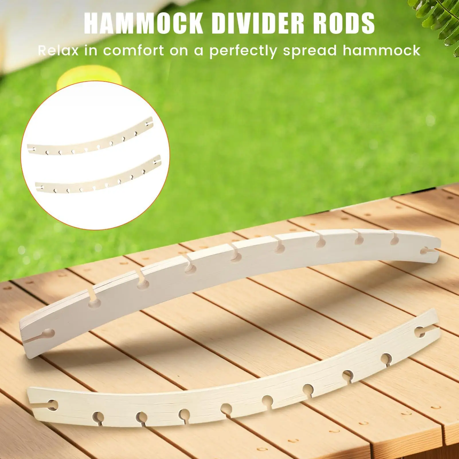 2pcs Detachable Hammock Spreader Bar Swing 10-Hole Poles Wooden Accessories Hammock Crossbars Replacement for Outdoor Patio