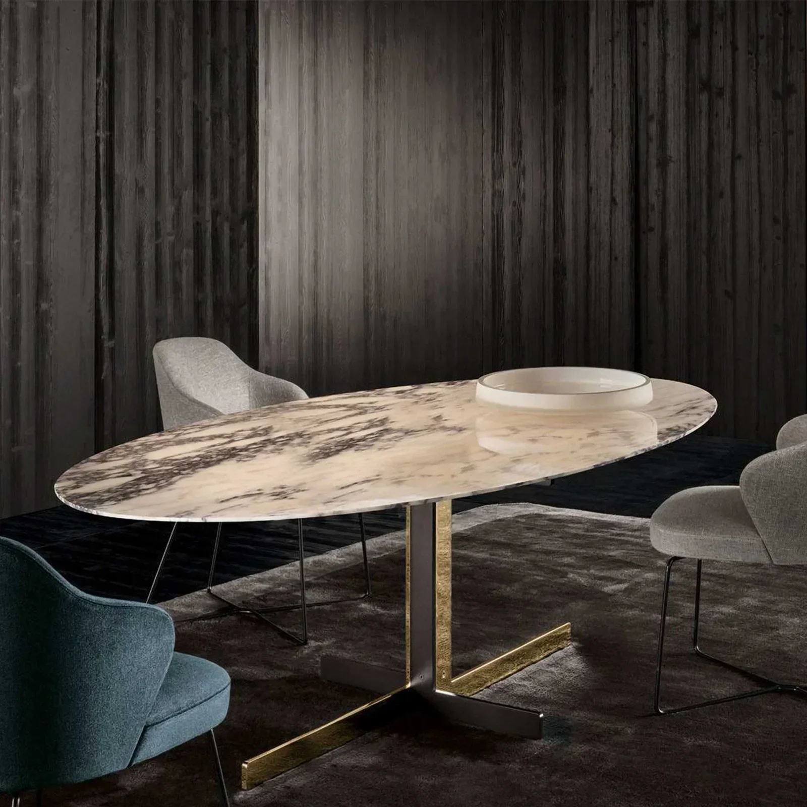 

for Nordic dining table book chair Italian modern minimalist villa living room rock slab marble size customization