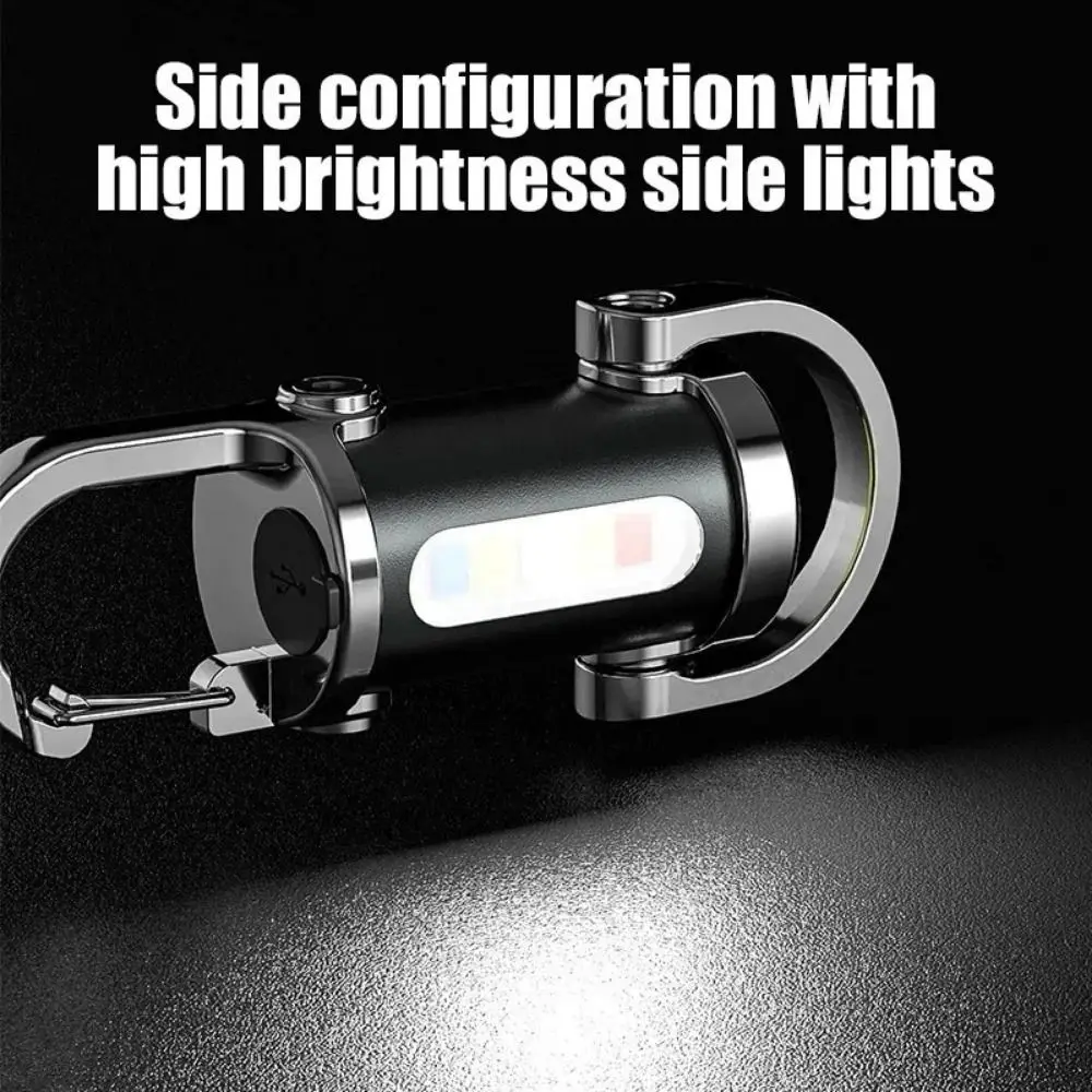 COB LED LED Keychain Flashlight 7 Gears Adjustable USB Rechargeable Mini Flashlight Waterproof Super Bright