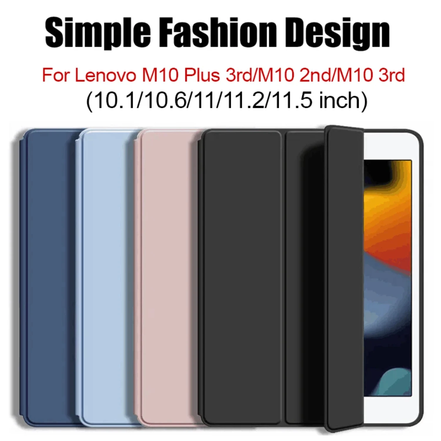 Premium Quality Elegant Black Shockproof Protective Tri-Fold Stand Cover for Tab M10 3rd Gen TB-328FU TB-328XU 2022 - Multi-Angl