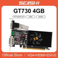 SEJISHI SJS Video Card GeForce GT730 Display Vga Cards 4GB DDR3 128Bit Computer Graphics Card for Game PC GT 730 4G D3 HDMI DVI