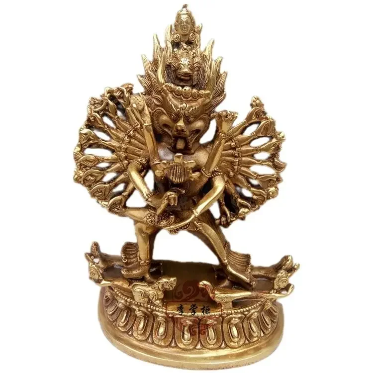 

Bronze Great Wei De Vajra Buddha Statue Double Body Mingwang Dharma Protector Ornament 19CM