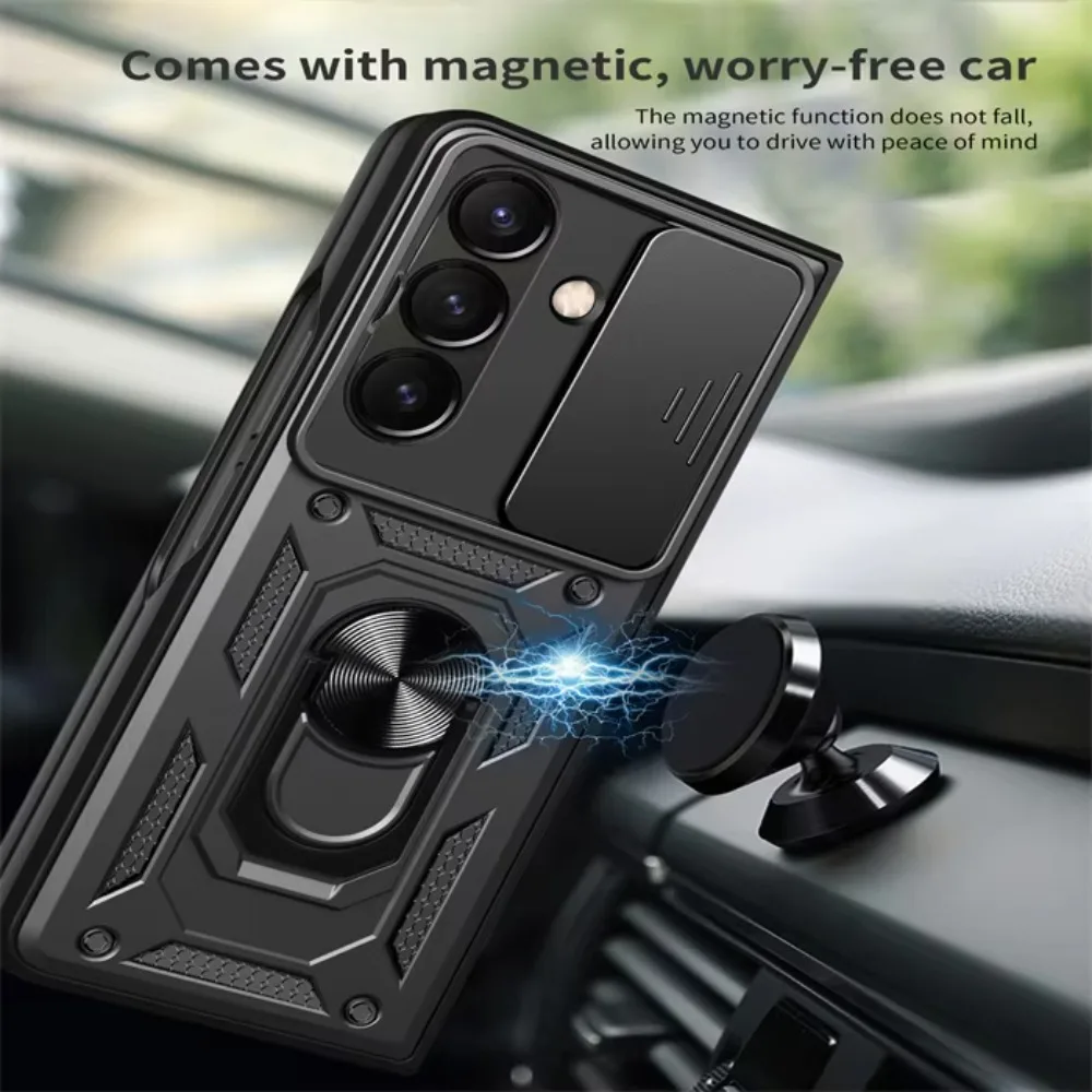 360° Rotating Metal Ring Sliding Push Window Lens Protection Luxury Armored Shockproof Case for Samsung Z Fold 8 Ultra 8 7 6 5 - view 2