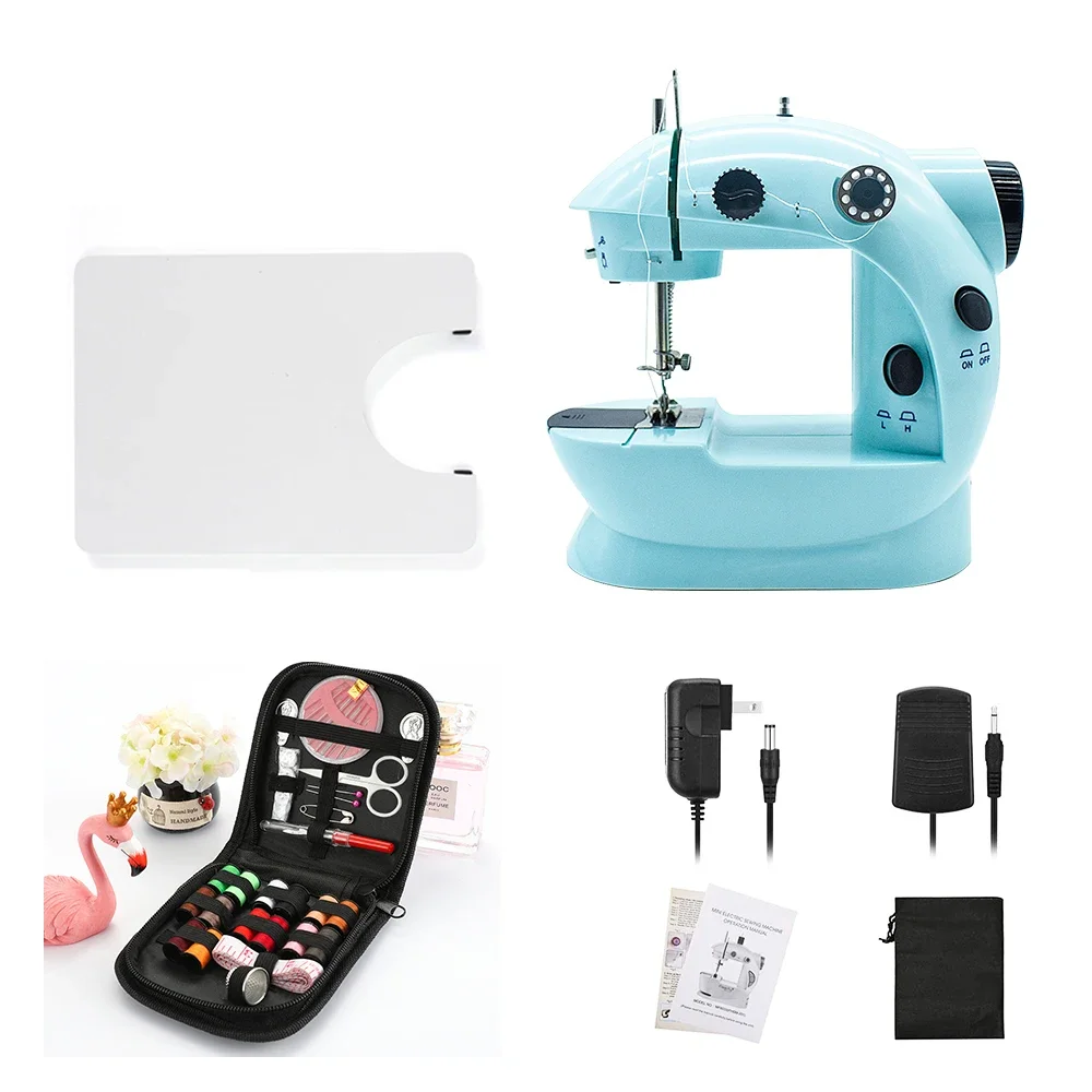 Booksew Mini Sewing Machine Portable Cutter Foot Pedal Straight Line Hand Table Night Light Two Thread Electric Winding Mending