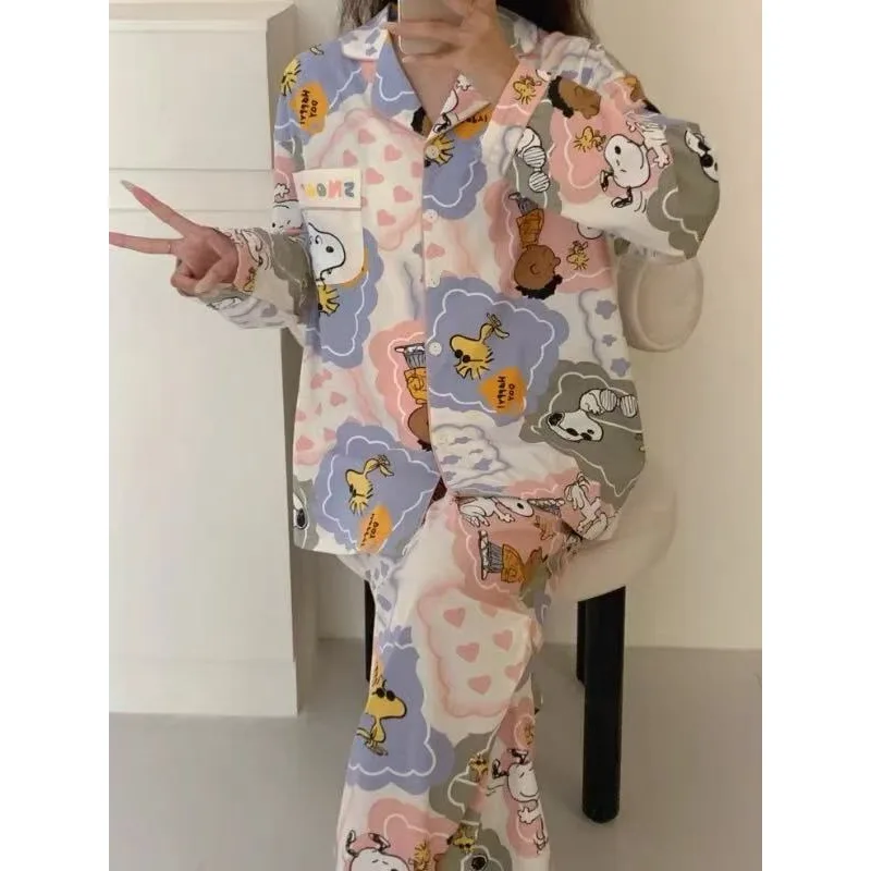 Novo amendoim snoopy bidimensional anime periféricos personalidade criativa impressão dos desenhos animados estudante loungewear manga longa conjunto presente