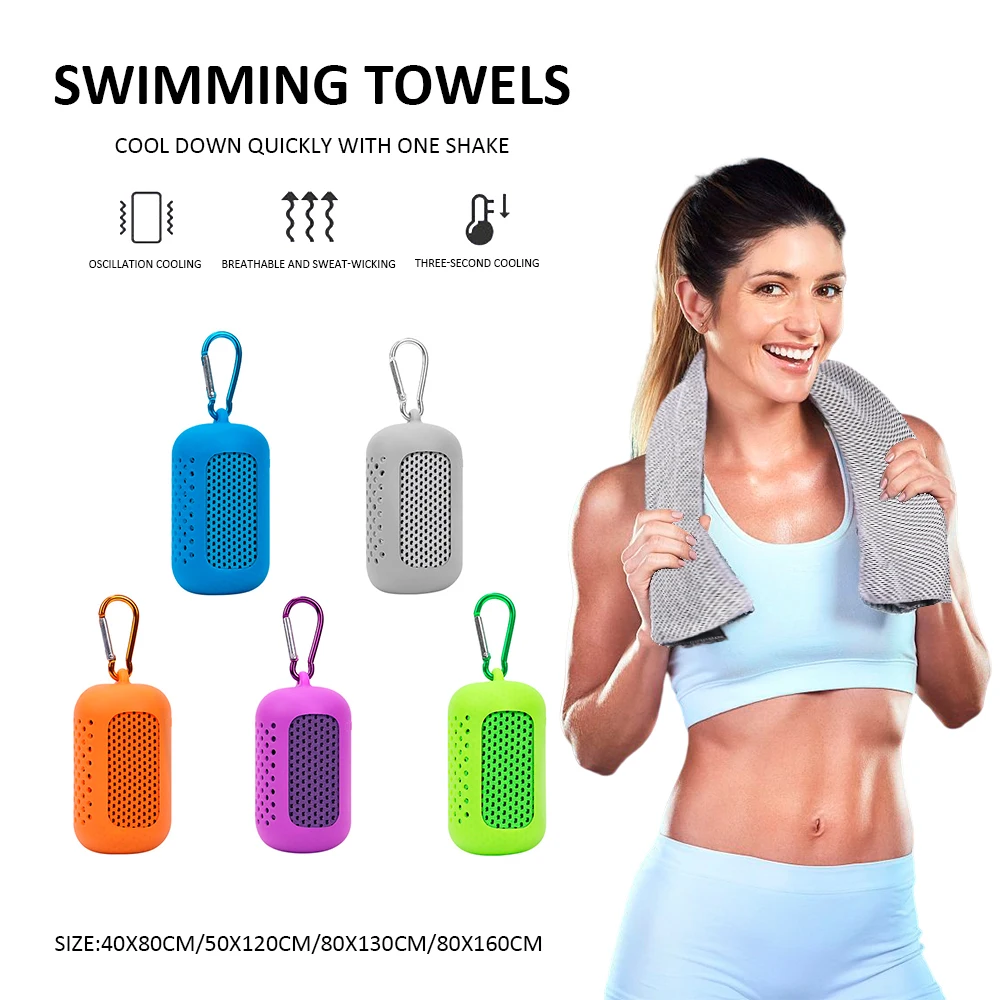 

1PCS Circular Silicone Wrapped Cold Towel Cooling Towel Quick Drying Microfiber Towels Beach Accessories Towel Sport Fitness