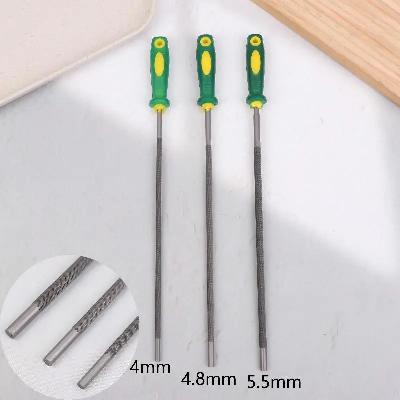 4.0mm 4.8mm 5.5mm Round High Carbon Steel Saw Chain Files Kit Chain Saw Sharpening File For Chainsaw Accessories Woodwork Tools