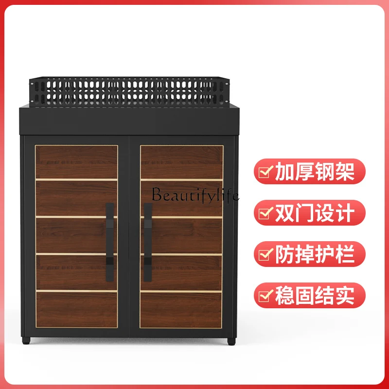 Supermarket Fresh Fruit Shelf Vegetable Stack Head Boutique Display Cabinet Nakajima Steel and Wood Display Shelf