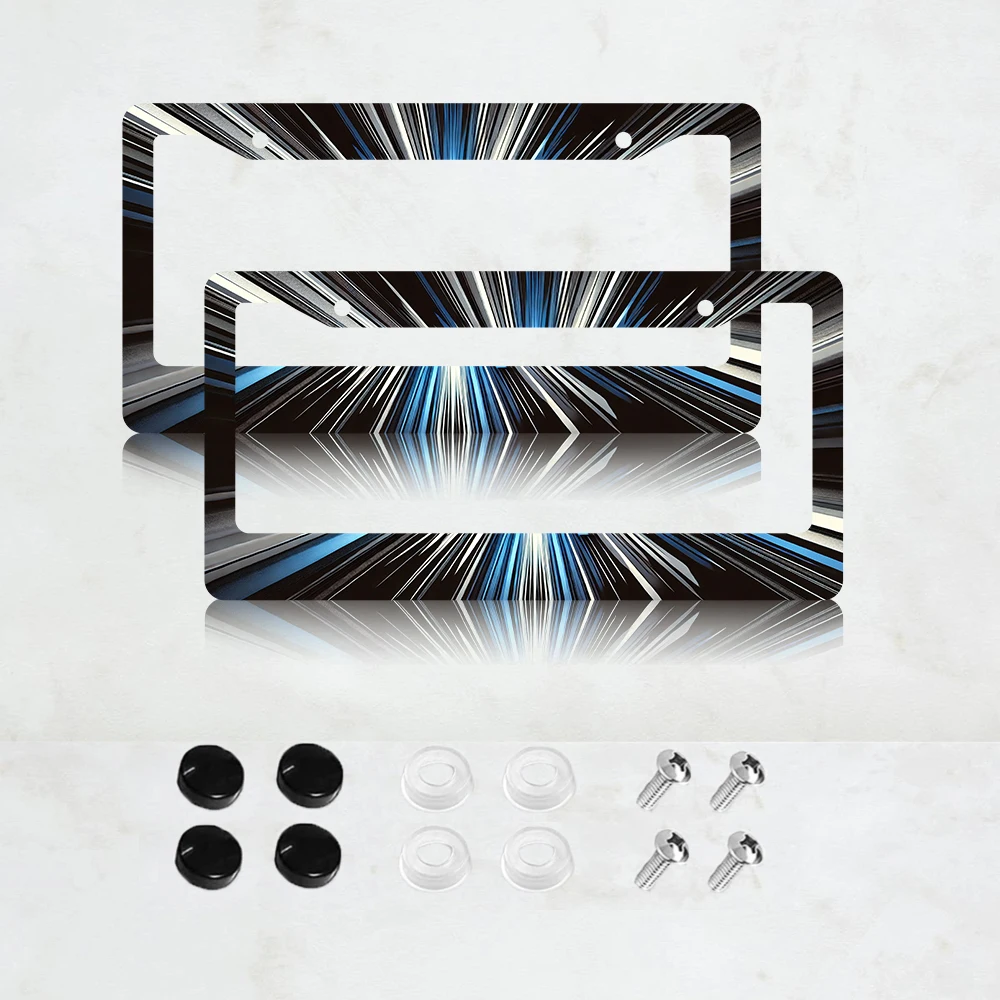 

2PC aluminum license plate frames, blue and colorful, suitable for the United States and Canada, size 12x6 inches