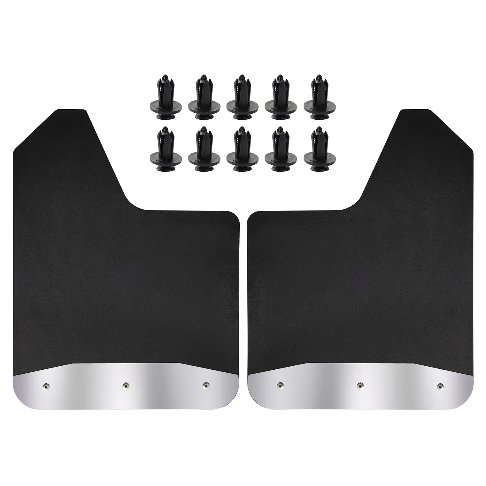 

2pc Rally Universal Car Mud Flaps Stainless Steel Night Reflectors Splash Guards RV Trailer Truck Pickup