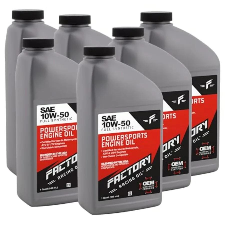 

Factory Racing Oil 10W-50 Full Synthetic Powersports Engine Oil - API SN JASO MA/MA2 6 Quart Pack High-Performance Synthetic Lu