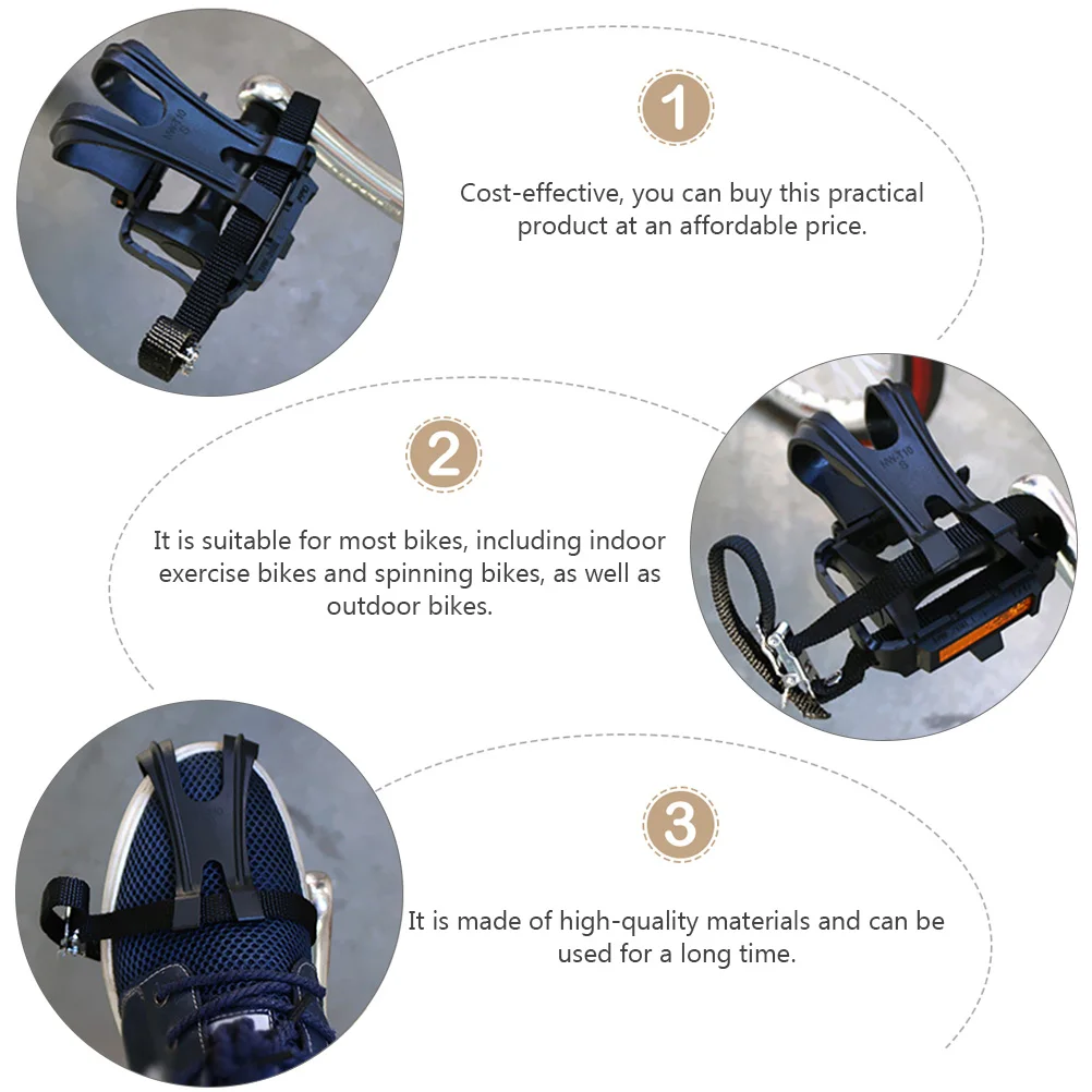 

Bike Pedals Clips Straps For Most Indoor Outdoor Bicycles Durable Cycling Foot Pedal Practical Bike Riding Accessories