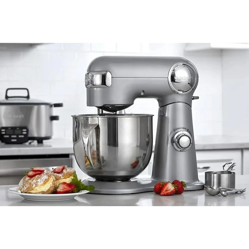 Stand Mixer, 12 Speeds, 5.5-Quart Mixing Bowl, Chef's Whisk, Flat Mixing Paddle, Dough Hook, and Splash Guard with Pour Spout,