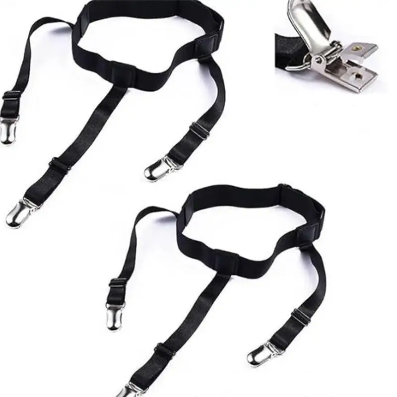 

1 Pair Elastic Mens Shirt Stays Striped Suspenders Straps Anti-skid Belt Garters Nylon Adjustable Shirt Holders For Male