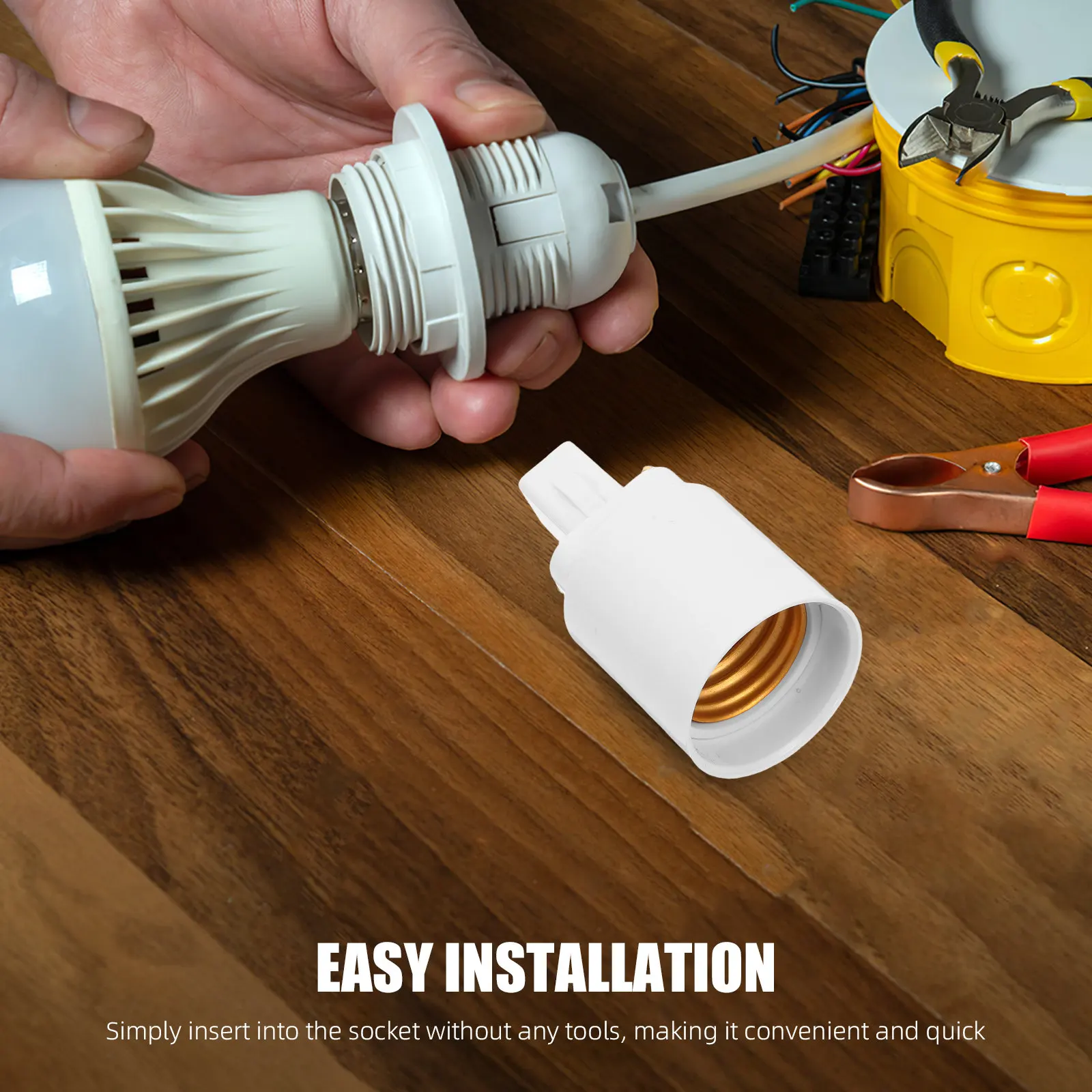 

G24d to E27 Light Adapter Heat Resistant Fireproof Converts 2 Pin Base to E27 Socket Compatible with LED Bulbs and Fixtures