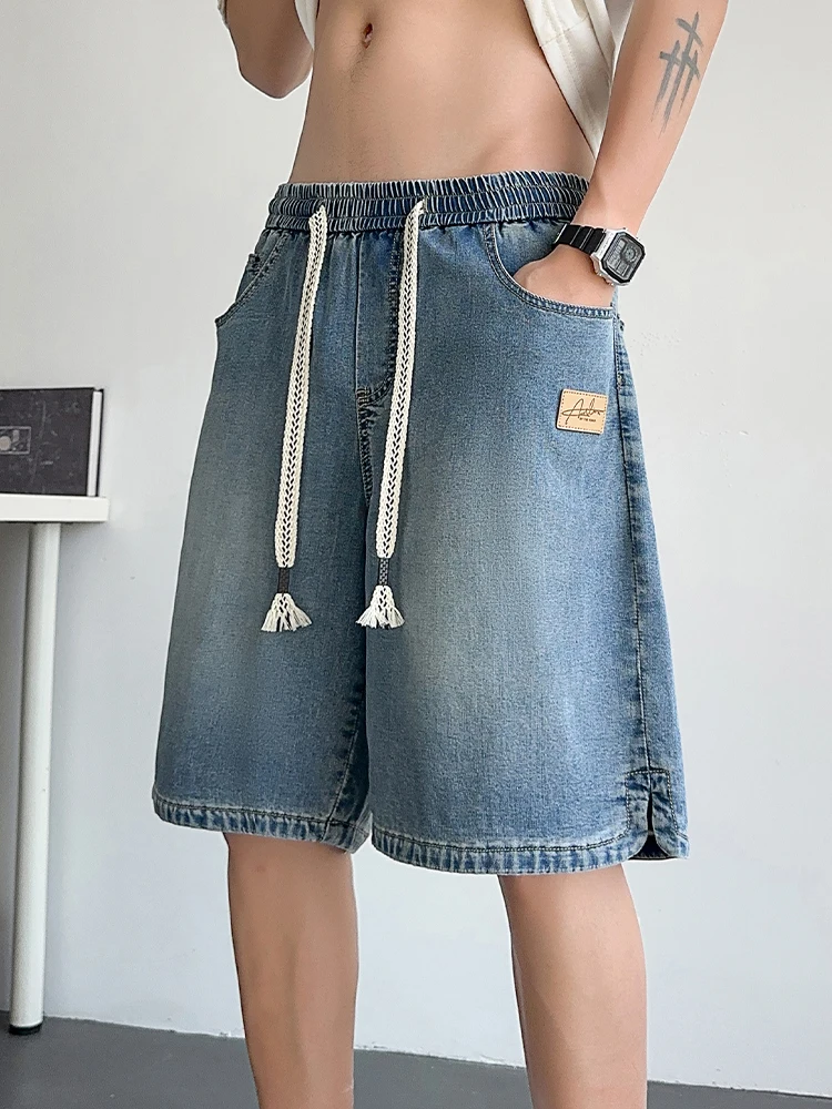 

Summer Thin Lenzing Denim Men's Loose Straight Leg ort Pants Casual Faion Brand Five-Point Length Comfortable Straight Cut