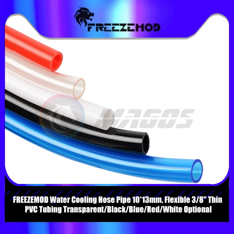 FREEZEMOD Water Cooling Hose Pipe 10*13mm, Flexible 3/8'' Thin PVC Tubing Transparent/Blue/Red/Black/White Optional