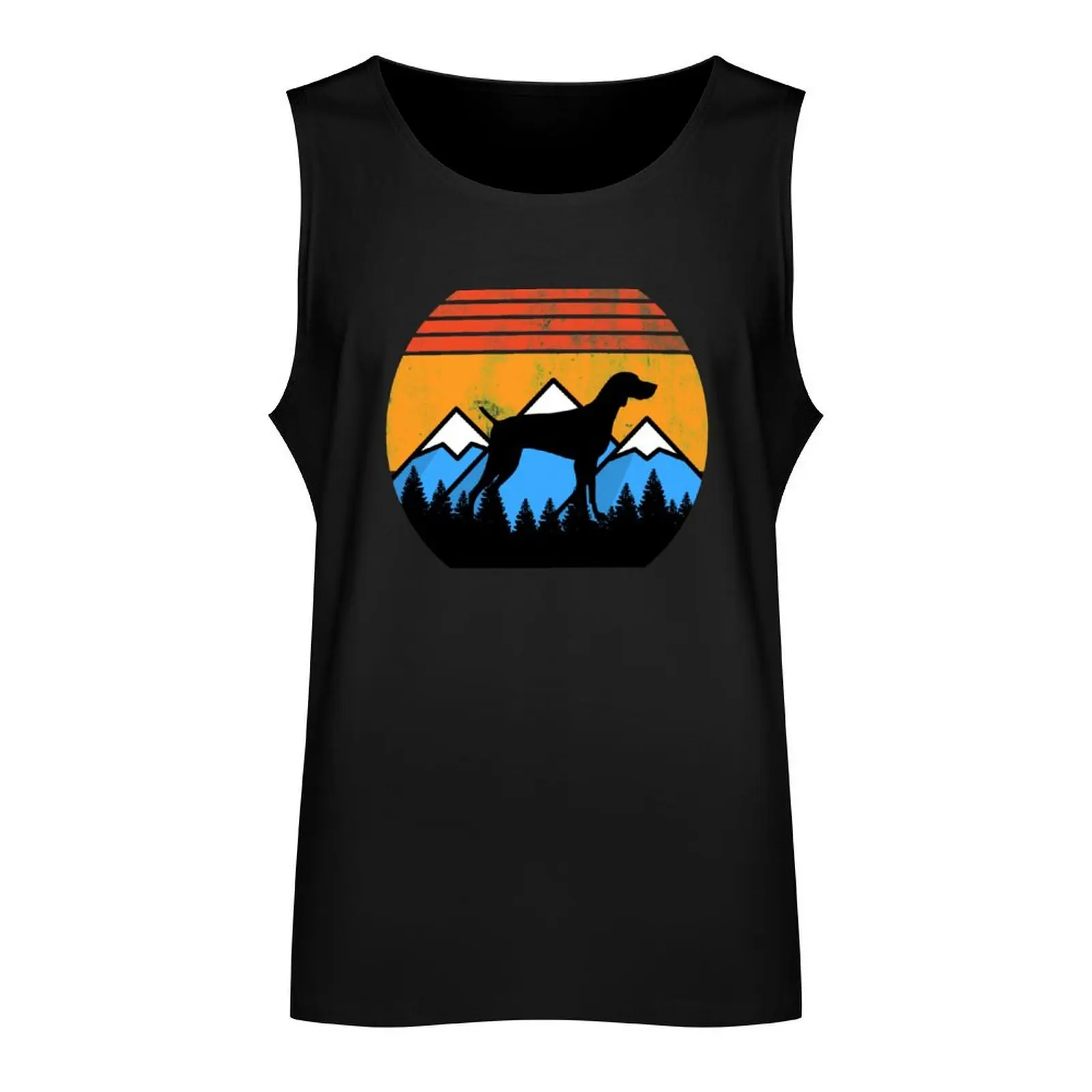 Vintage German Shorthaired Pointer Sunset Mountains Retro Distressed Tank Top T-shirt male sleeveless jackets Men's gym