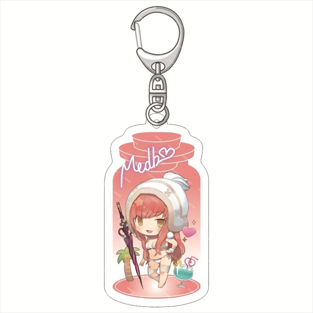 Cute Game Anime Fate Grand Order Ashiya Douman Keychain Doll FGO Enkidu Acrylic Keyring Pendant for Fans Women friend Toy Gift