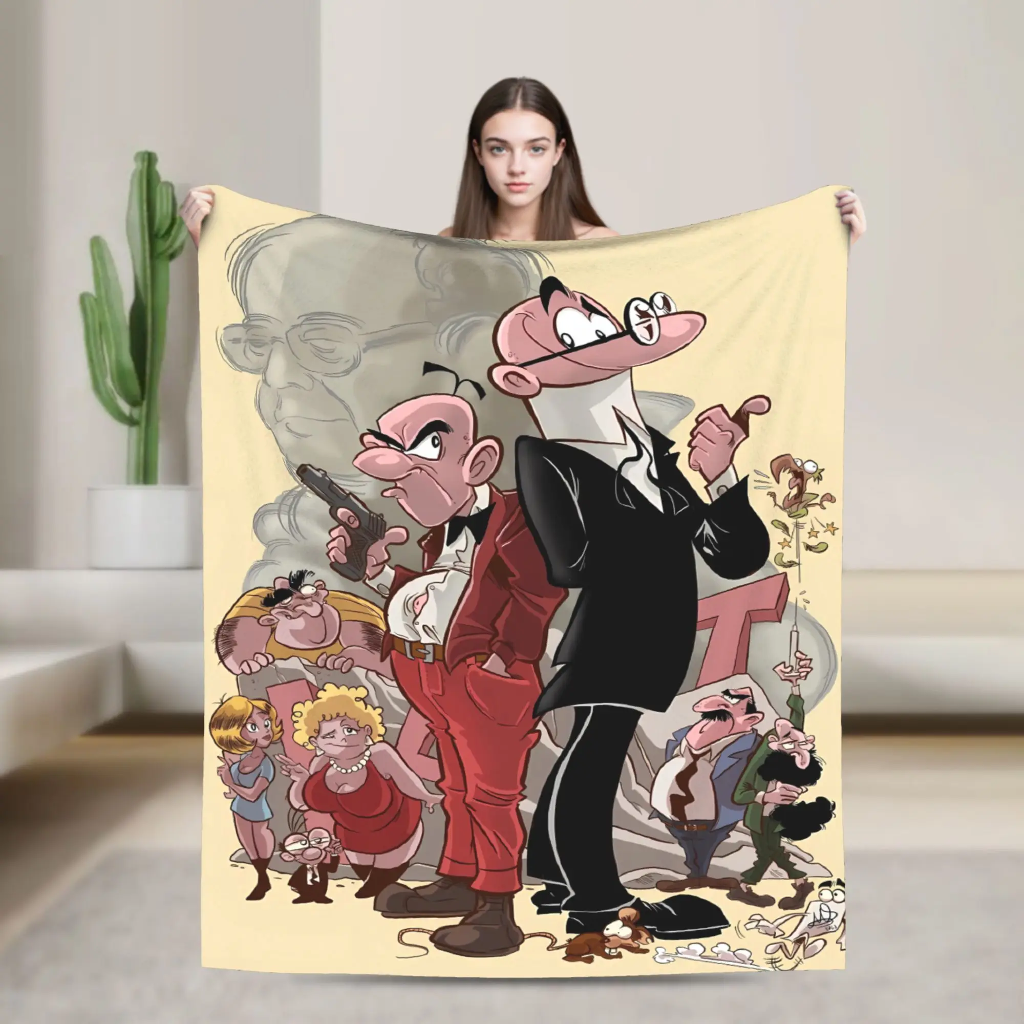 Mort & Phil Mortadelo y Filemón Blanket Warm Soft Plush Throw Blanket For Couch Bed Decorative Flannel Bedspread Bed Cover