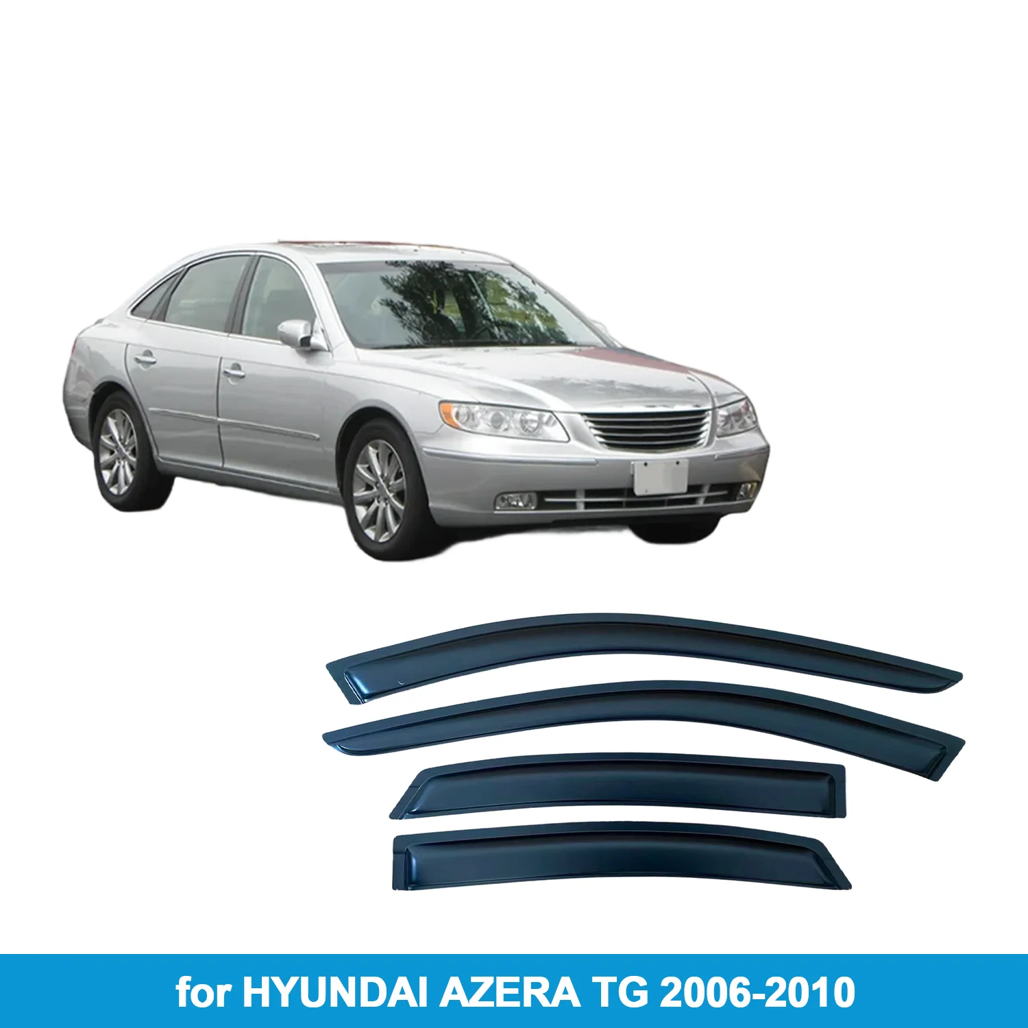 

Дефлекторы окон (ветровики) для HYUNDAI AZERA TG 2006-2010, защита от дождя, наружное крепление на липучке