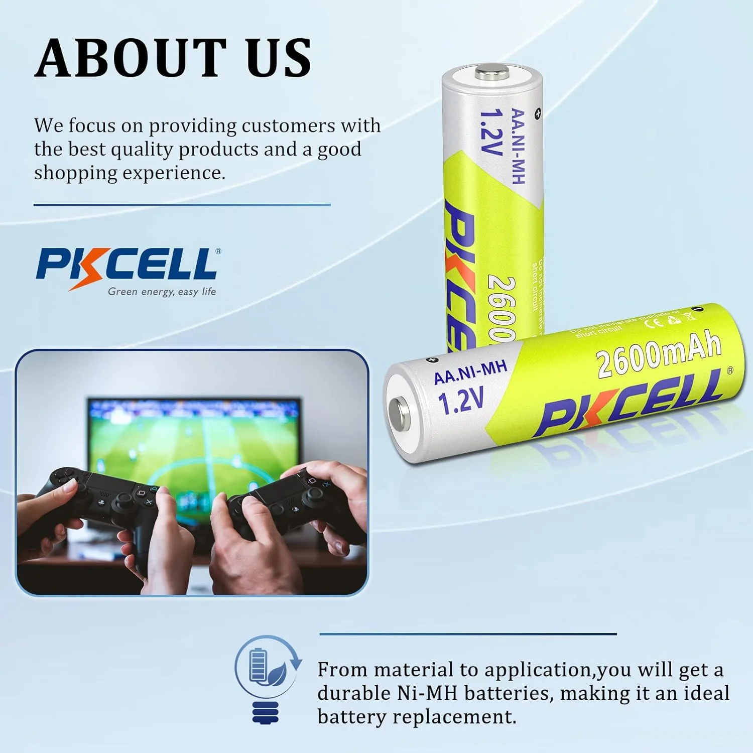 1-20PC PKCELL  2600mAh AA Rechargeable Batteries 1.2V Ni-MH AA Rechargeble Battery for camera Anti-dropping toy car