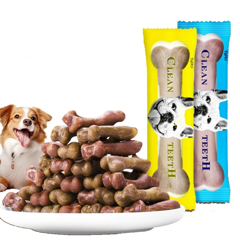 애완견 씹는 간식 치과 청소 스틱, 개 씹는 어금니 스틱 치과 관리, 천연 개 간식, 뼈 어금니 스틱 청소 식품 