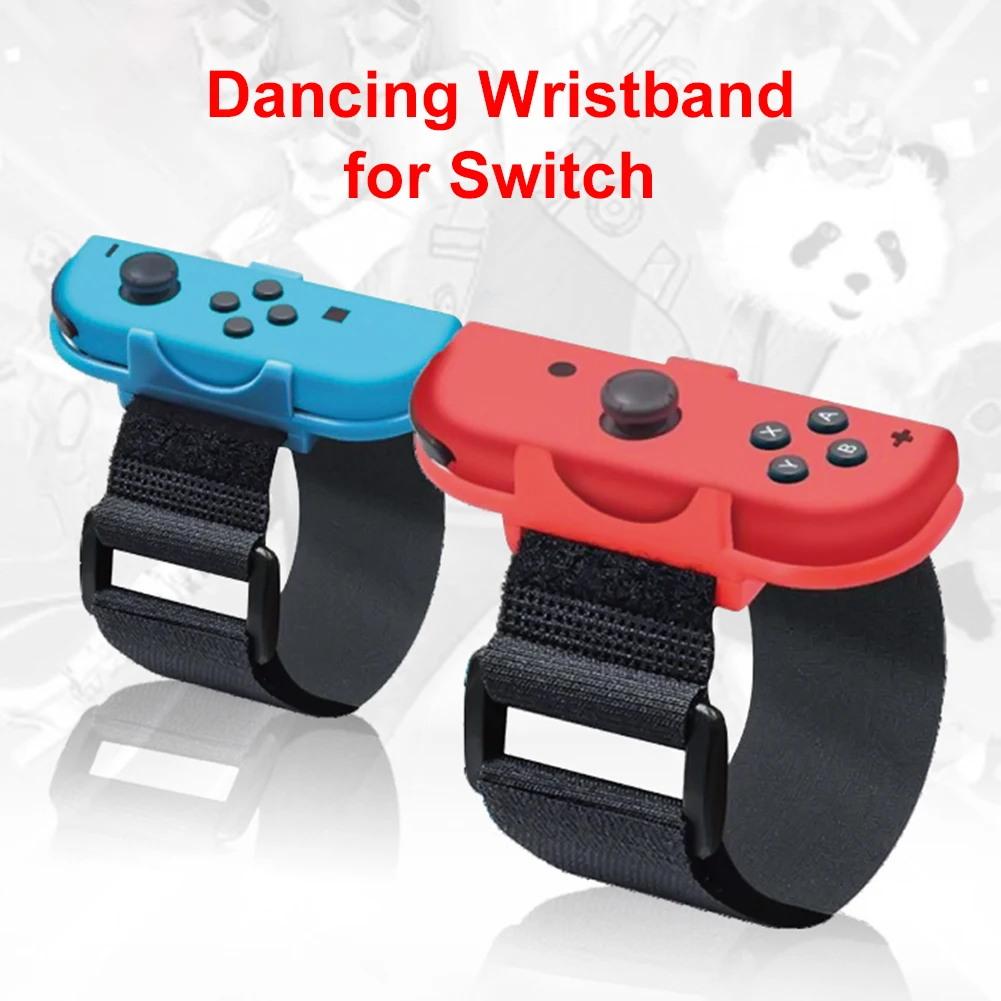 1 Pair Elastic Wrist Bands Adjustable Waterproof Games Bracelet for Nintendo Switch Game Controller Accessories Red Blue