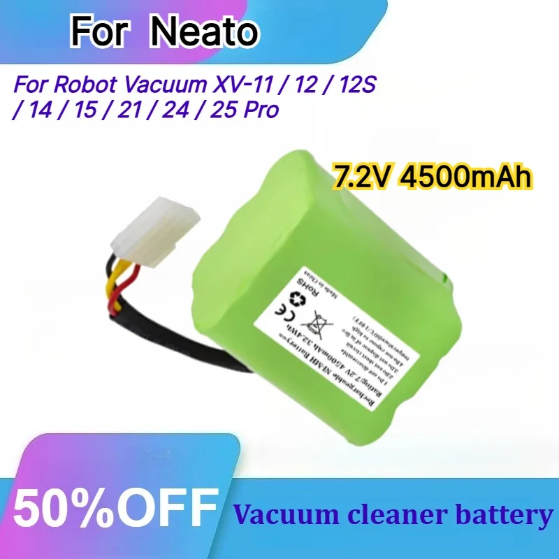 7.2V 4500mAh for Neato Robot Vacuum XV-11 / 12 / 12S / 14 / 15 / 21 / 24 / 25 Pro Replacement Battery