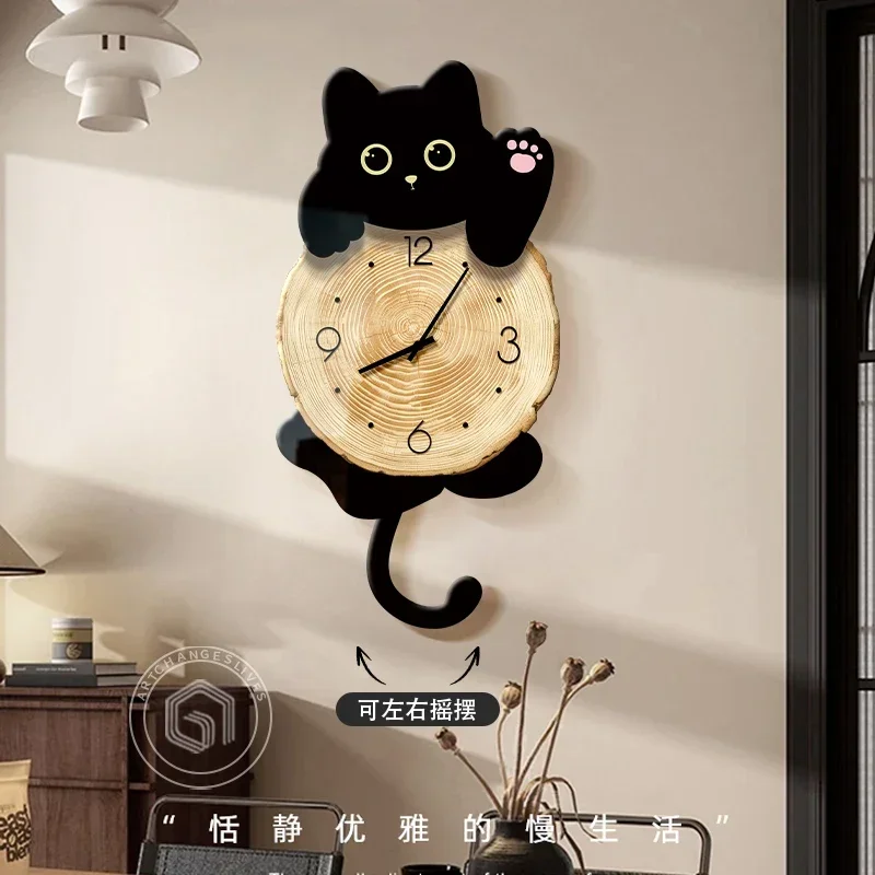 

China Fashion Wall Clocks Cartoon Simple Creative Aesthetic Wooden Wall Watch Modern Art Mural Italian Wanduhr Home Decoration