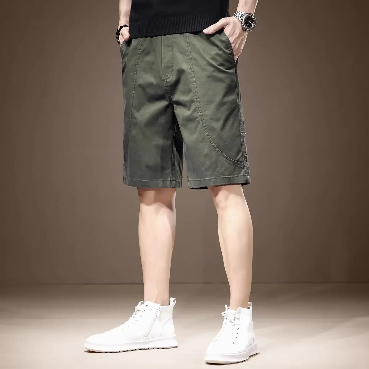 

Мешковатые свободные широкие бермуды с несколькими карманами, мужские шорты-карго с завязками, короткие брюки для мужчин, длинные, полутвердые, с эластичной резинкой на талии Y2k