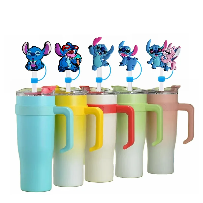 

Cartoon Stitch Straw Cover Cap Cartoon Drink Straw Plug Reusable Dustproof Splash Proof Drinking Cup Straw Cap Gift