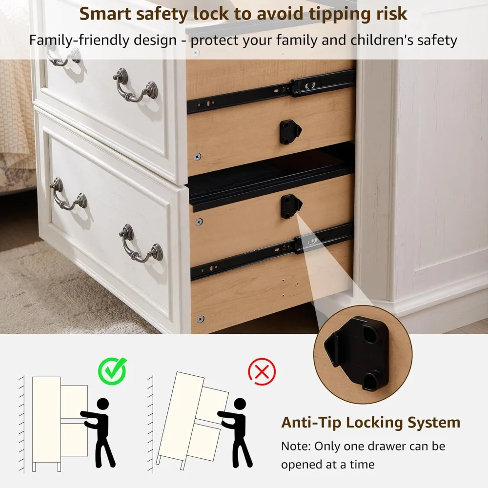 طقم منضدة على طراز المزرعة مكون من قطعتين مع سطح خشبي وأدراج كبيرة وجواجهة مؤطرة #5