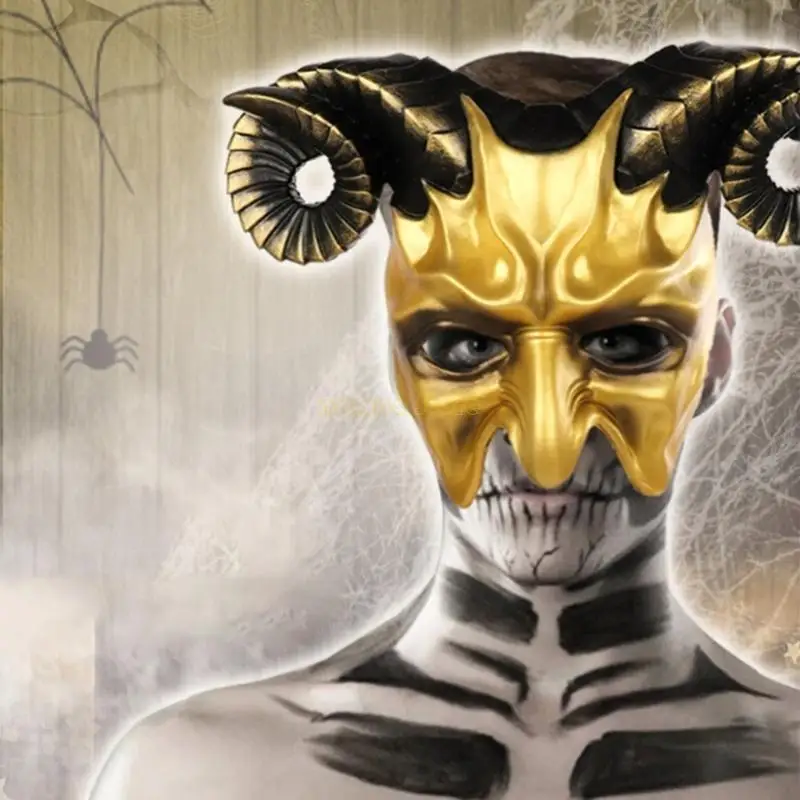 31BF Halloween Mask Masquerade Mask Ox Horn Mask Cosplay Mask Costume Women Men