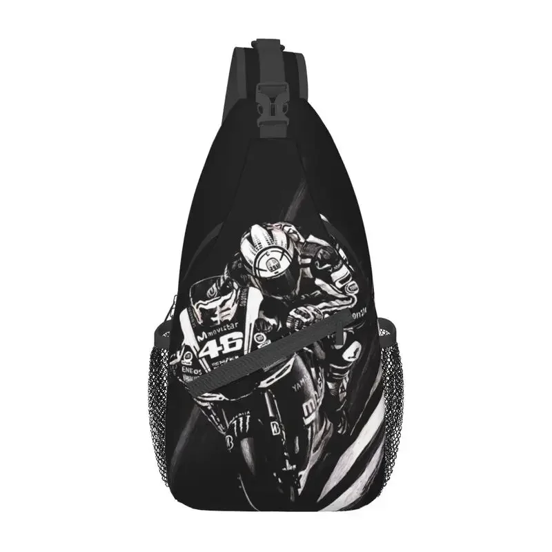 Custom Motorcycle Racing Rossi Sling Bags for Men Fashion Shoulder Crossbody Chest Backpack Traveling Daypack