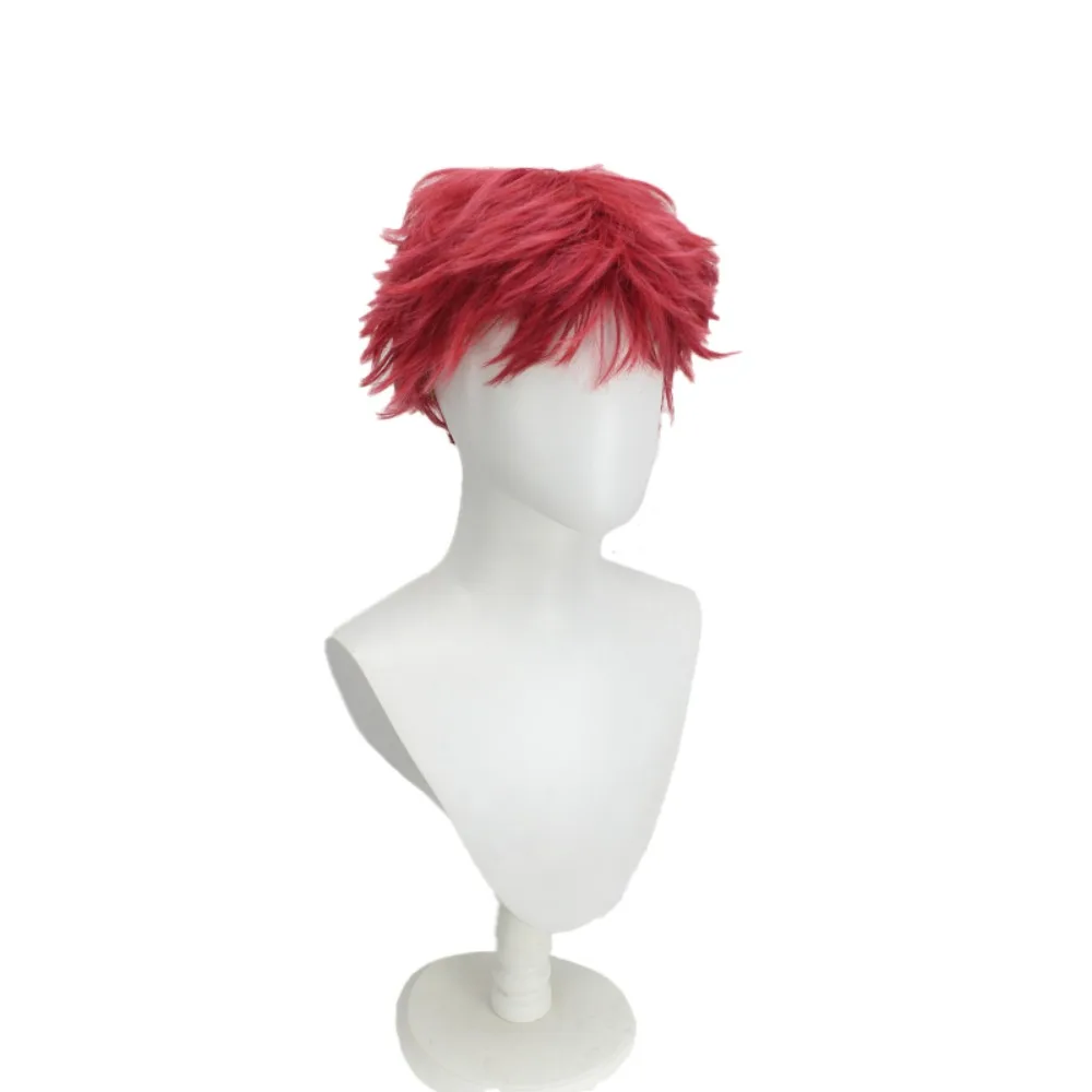 Demon Slayer Akaza Cosplay Pruik Rood Aime Kort Haar